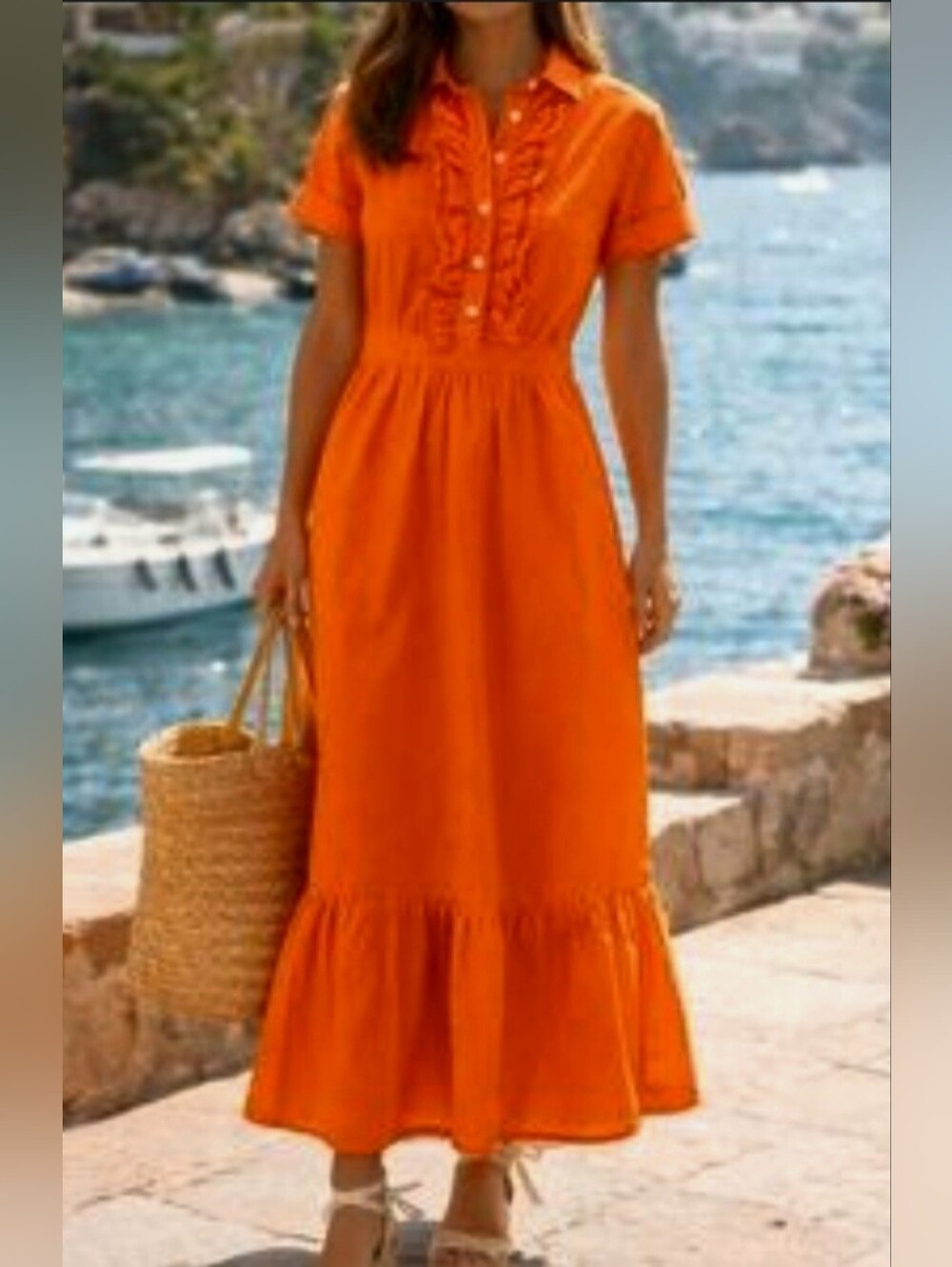 J Crew Poplin Dress Orange. Xs.